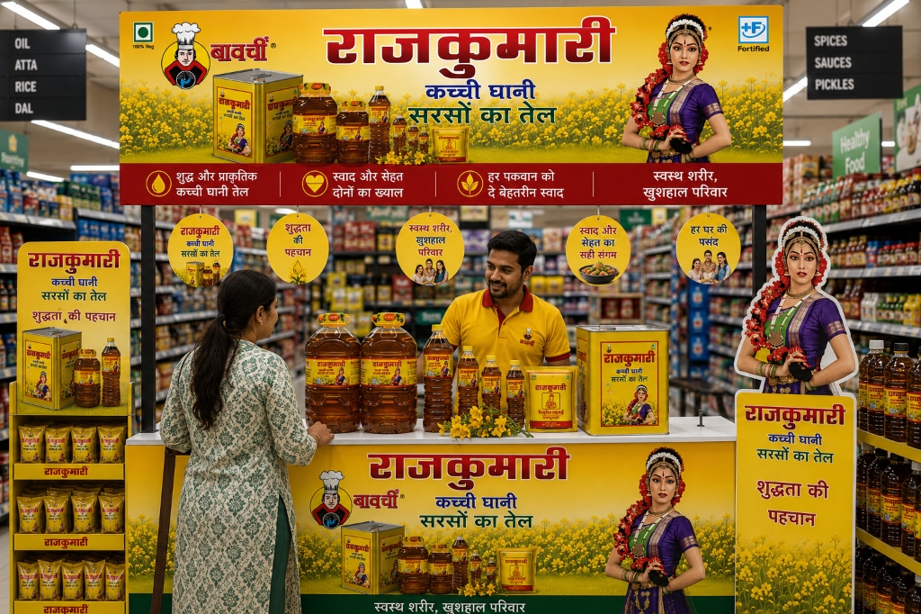 In-store grocery counter branding display
